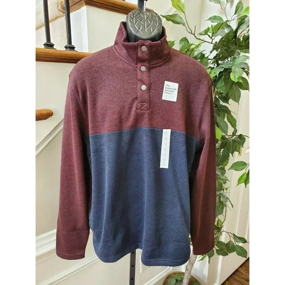 Sonoma Men's Blue & Maroon 100% Polyester Long Sleeve Supersoft Sweater Size XL - Picture 2 of 12